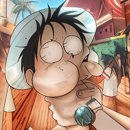 27492-2633076531-luffy,1boy, 1girl, black_hair, blue_sky, blurry, blurry_background, blurry_foreground, car, cloud, day, depth_of_field, glasses,.png